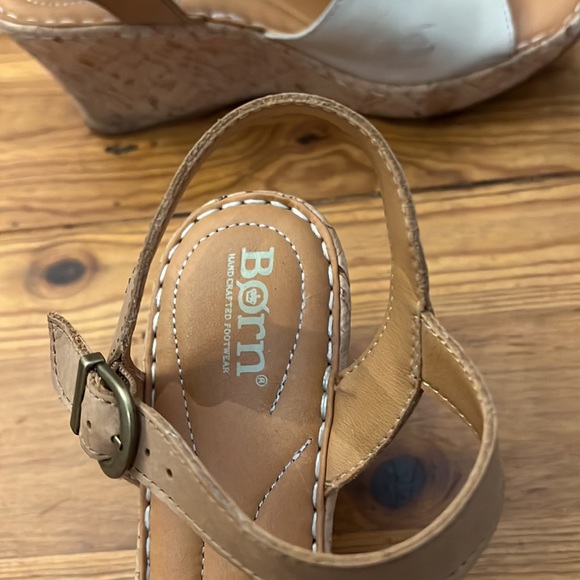 Born Cream and Tan Wedge Sandals - Picture 3 of 4